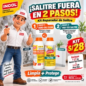 KIT REPARADOR SALITRE INCOL - 1 LT (PRO-TEX + 1 TL REMO-SAL CLEAN)